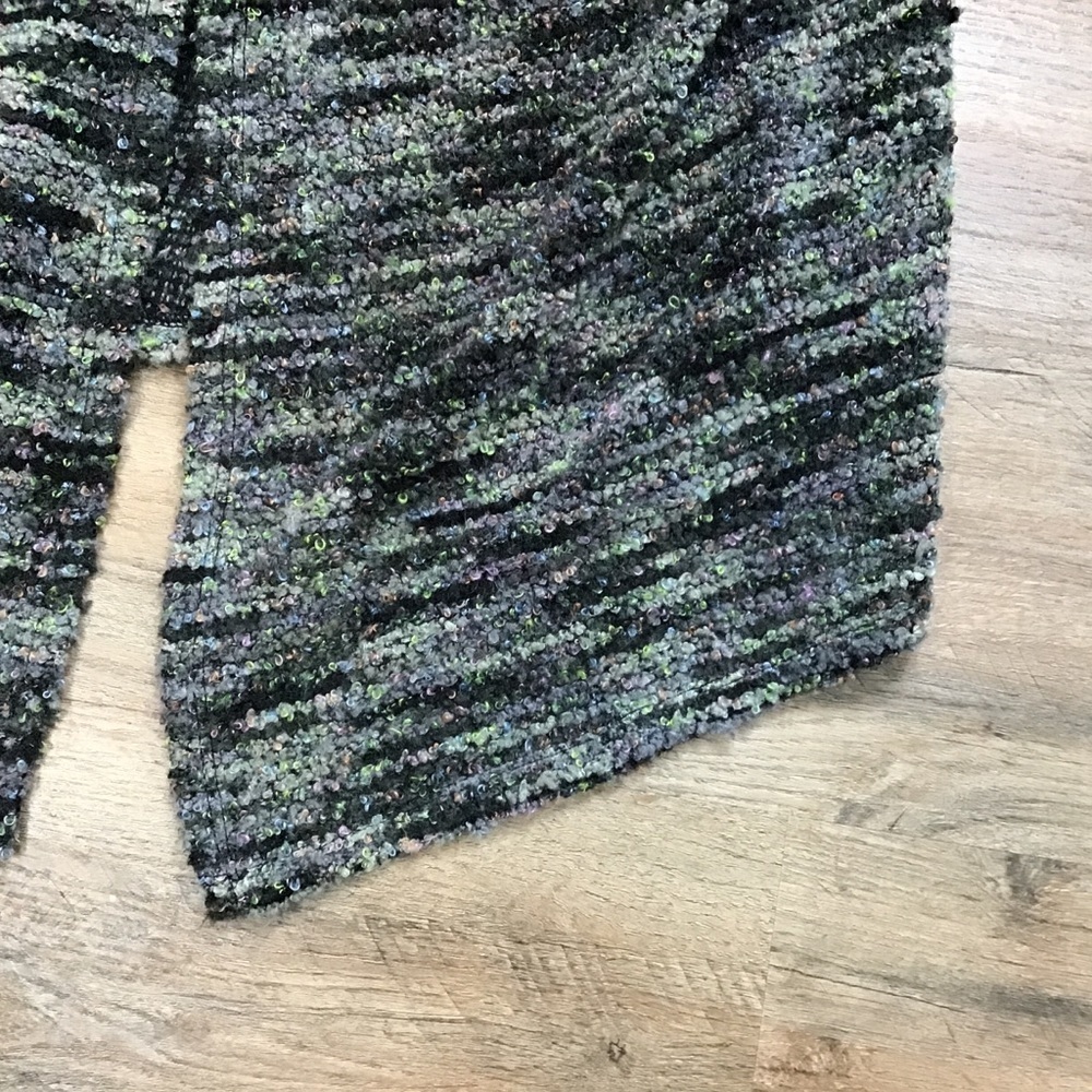 KNOX Rose Size XS Cardigan Vest Open Boho Duster Soft Boucle Gray Green Pink - Picture 6 of 10